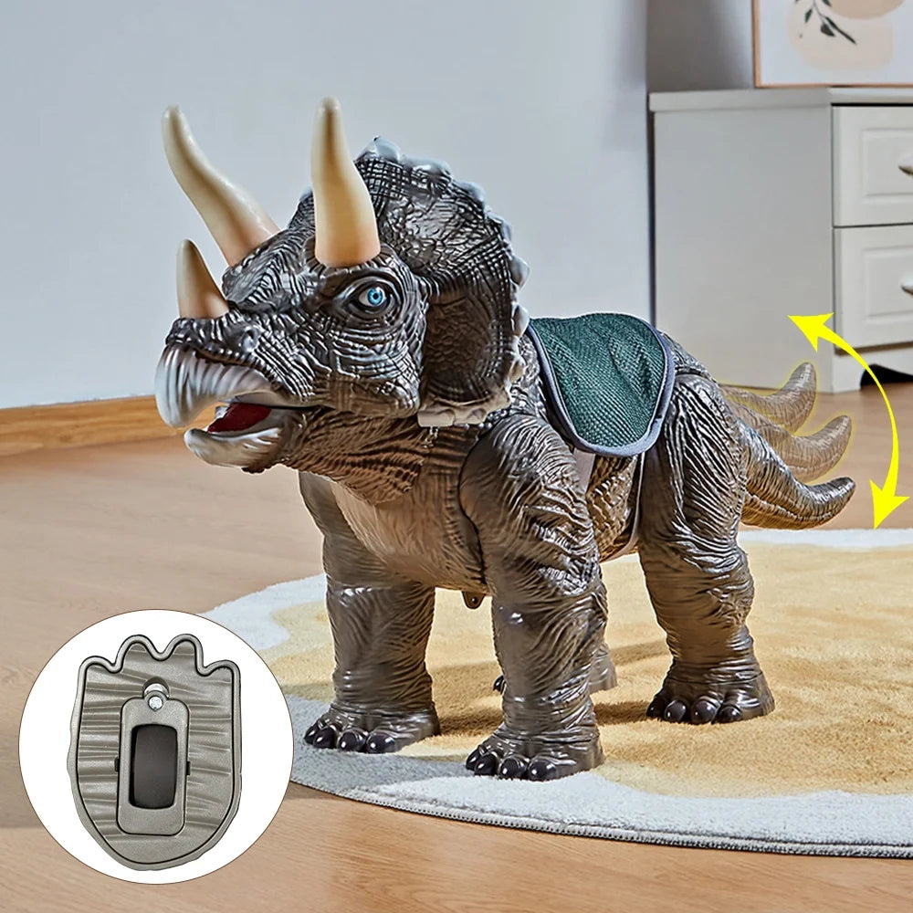 Dinosaur Ride on Toy ,Indoor/Outdoor Play Gift for Kids(Triceratops) | Safety Realistic Triceratops Push Car,Three Sound Effects,Sound and Light Effects,Pp Multi-Terrain Wheels,Ergonomic Design
