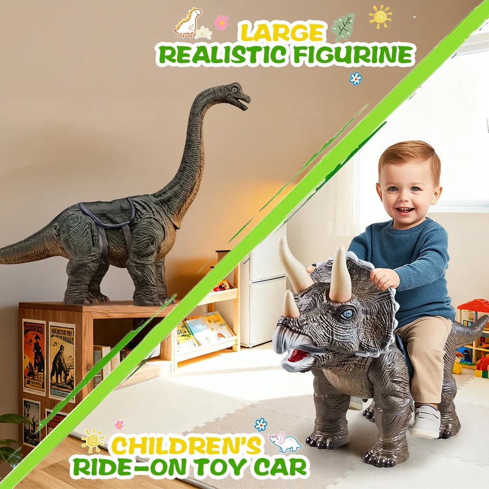 Dinosaur Ride on Toy ,Indoor/Outdoor Play Gift for Kids(Triceratops) | Safety Realistic Triceratops Push Car,Three Sound Effects,Sound and Light Effects,Pp Multi-Terrain Wheels,Ergonomic Design