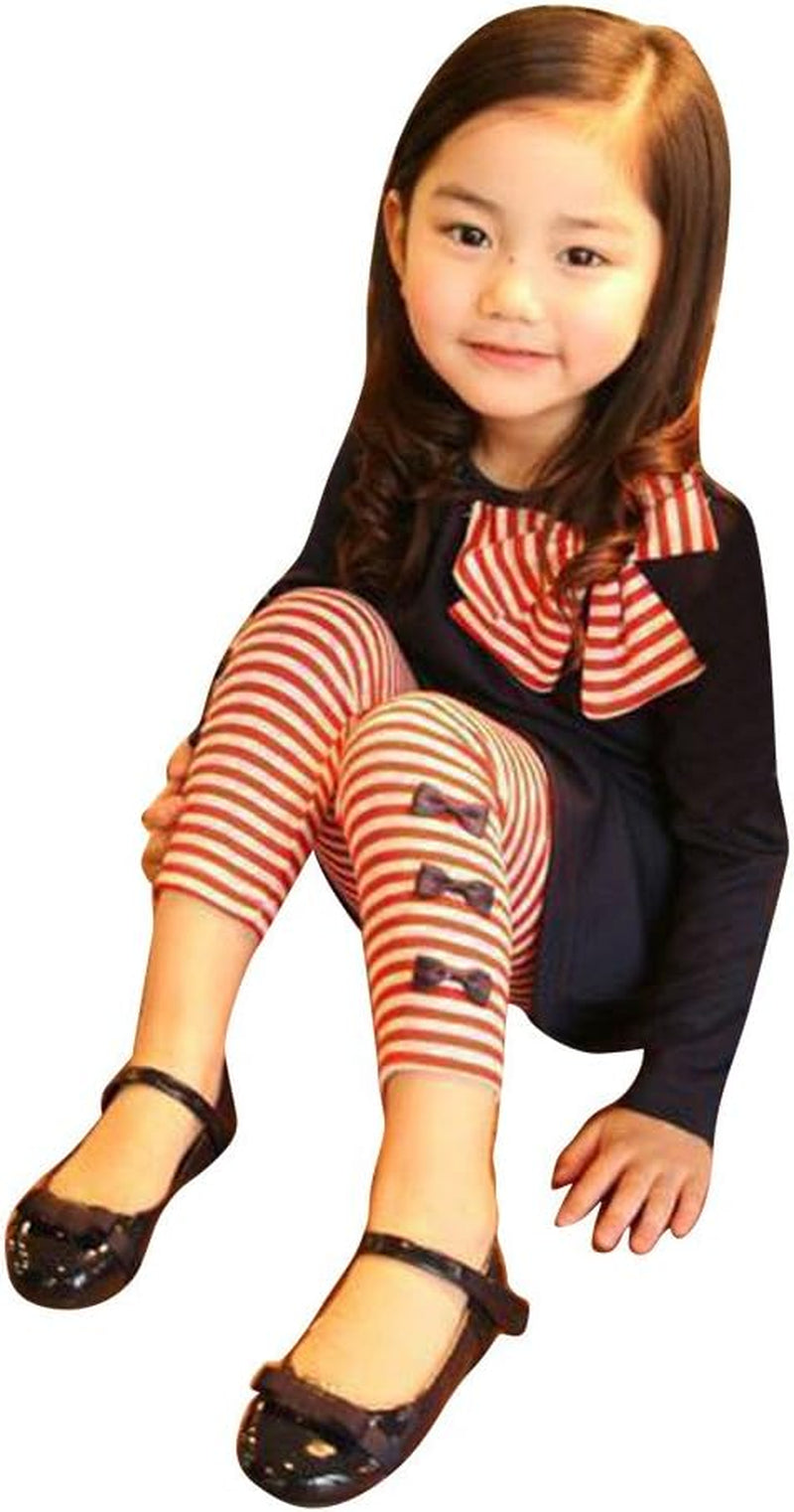 2Pcs Kids Baby Girls Clothing Long Sleeve Bowknot Dress T-Shirt+Stripe Pants Set 2-8T (Navy, 3-4T)