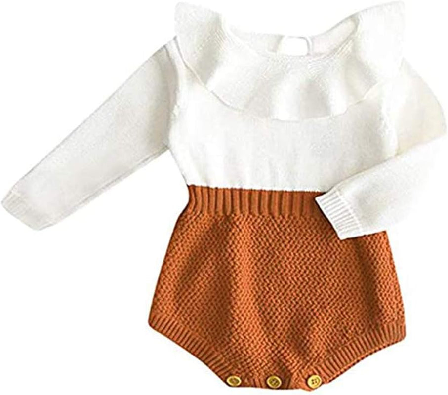 Baby Girls Romper Knitted Ruffle Long Sleeve Jumpsuit Baby Kids Girl Romper Autumn Winter Casual Clothing