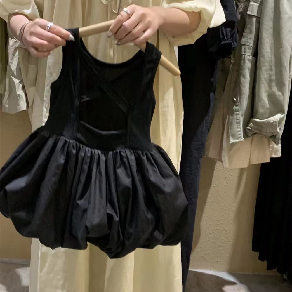 Midnight Breeze – Toddler Girl Cross-Back Off-Shoulder Party Dress