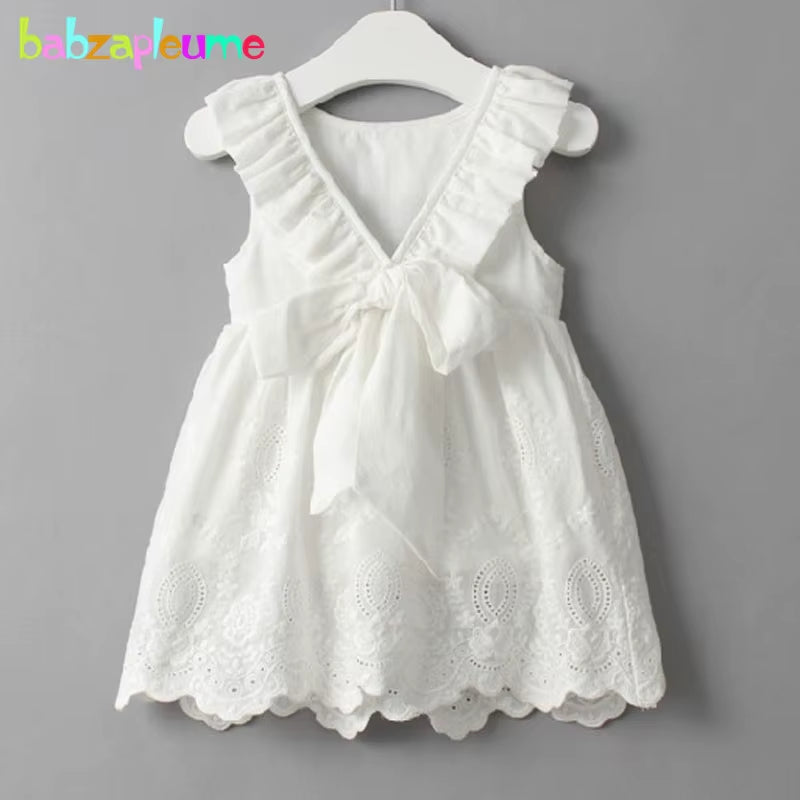 Sunlily – Backless White Summer Dress for Baby Girls
