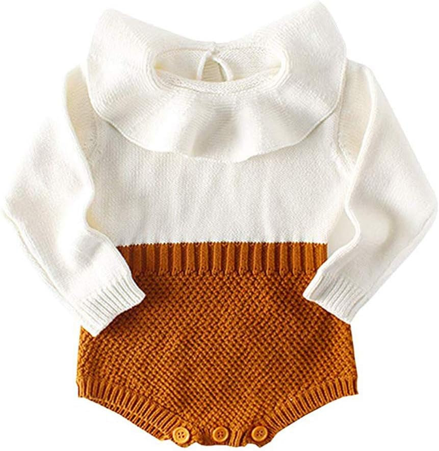 Baby Girls Romper Knitted Ruffle Long Sleeve Jumpsuit Baby Kids Girl Romper Autumn Winter Casual Clothing