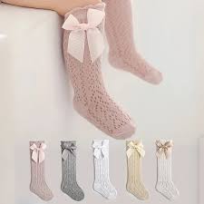 Princess Touch: Bow-Embellished Cotton Knee Socks for Baby Girls