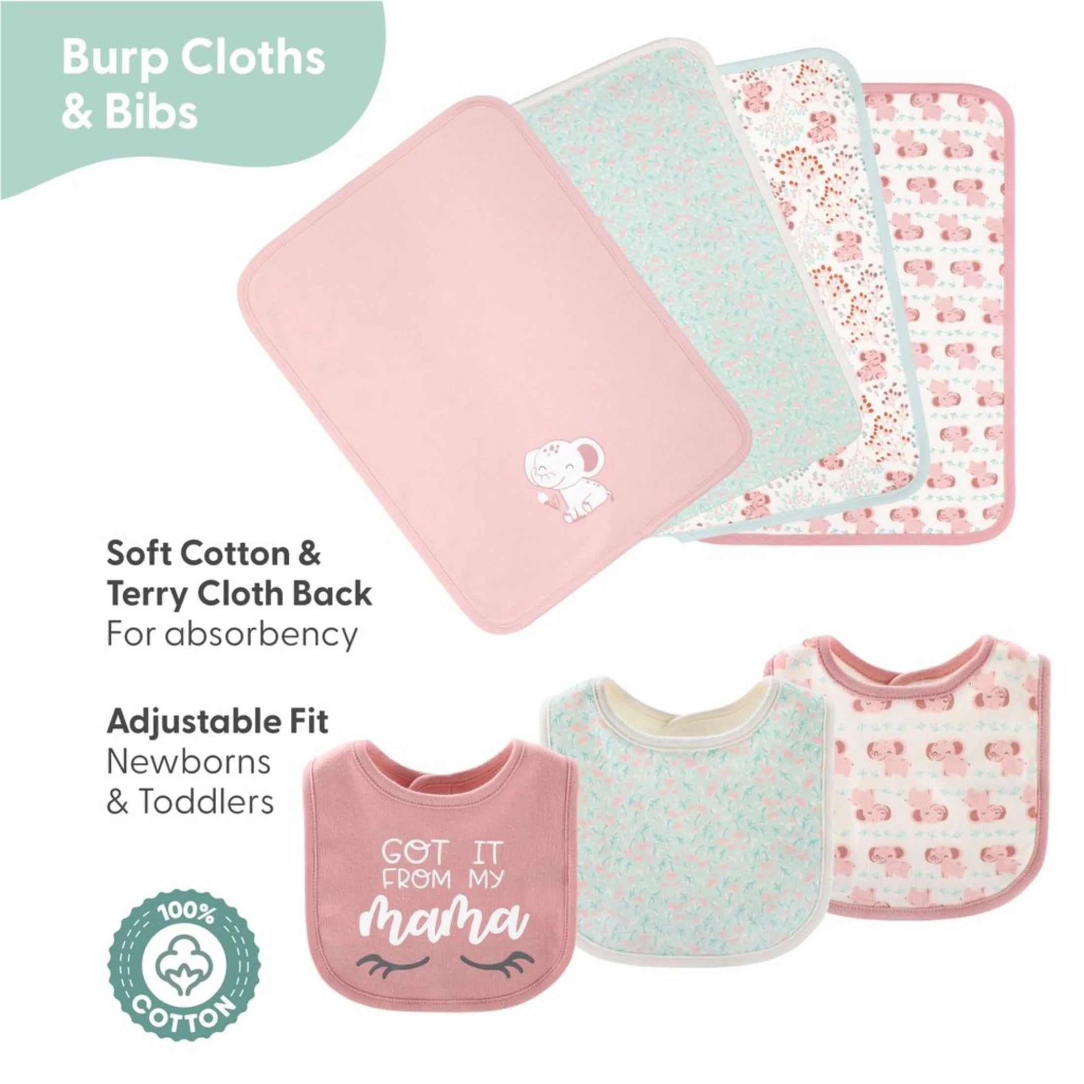 Newborn Layette Gift Set, Pink Floral Elephant, 30 Essential Pieces, 0-3 Months