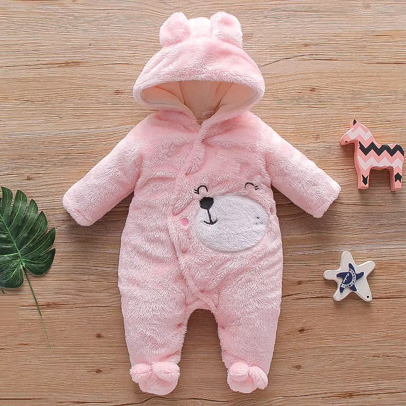 Snugglepals – Plush Cartoon Baby Romper for Autumn & Winter