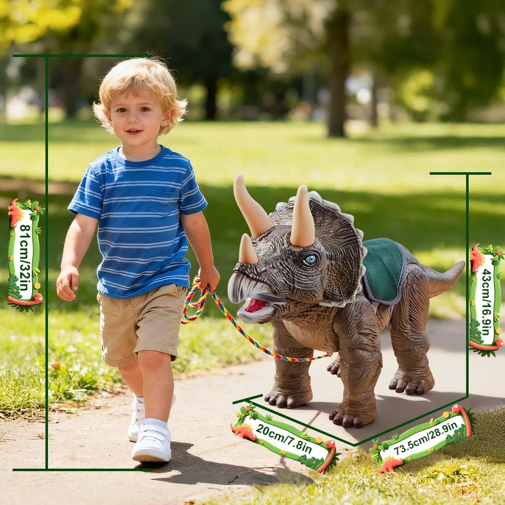 Dinosaur Ride on Toy ,Indoor/Outdoor Play Gift for Kids(Triceratops) | Safety Realistic Triceratops Push Car,Three Sound Effects,Sound and Light Effects,Pp Multi-Terrain Wheels,Ergonomic Design